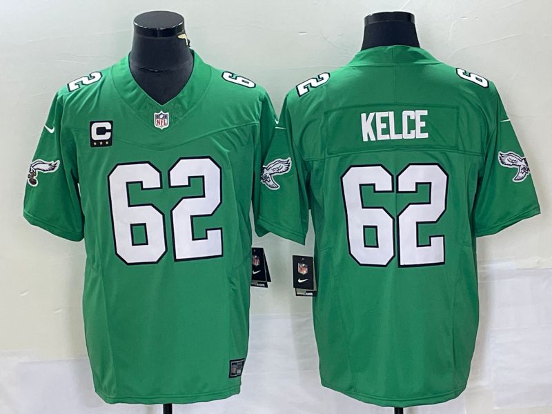 Men Philadelphia Eagles #62 Kelce Green Nike Throwback Player Game NFL Jerseys